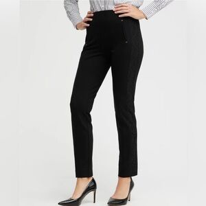 Chico’s Women’s Juliet Lace Side Seam Slimming Ponte Ankle Pants Black 2.5/14‎ P